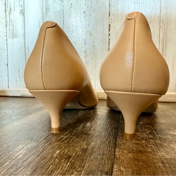 Nine West Tan Sleek Pointed-Toe Kitten Heel Pumps - Picture 5 of 6